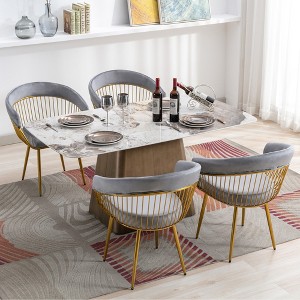 DYHOME Modern Mid Century Dining Chair, Upholstered Velvet Dining Room Chairs with Metal Legs for Makeup/Living Room (Set of 4) - 1 of 4