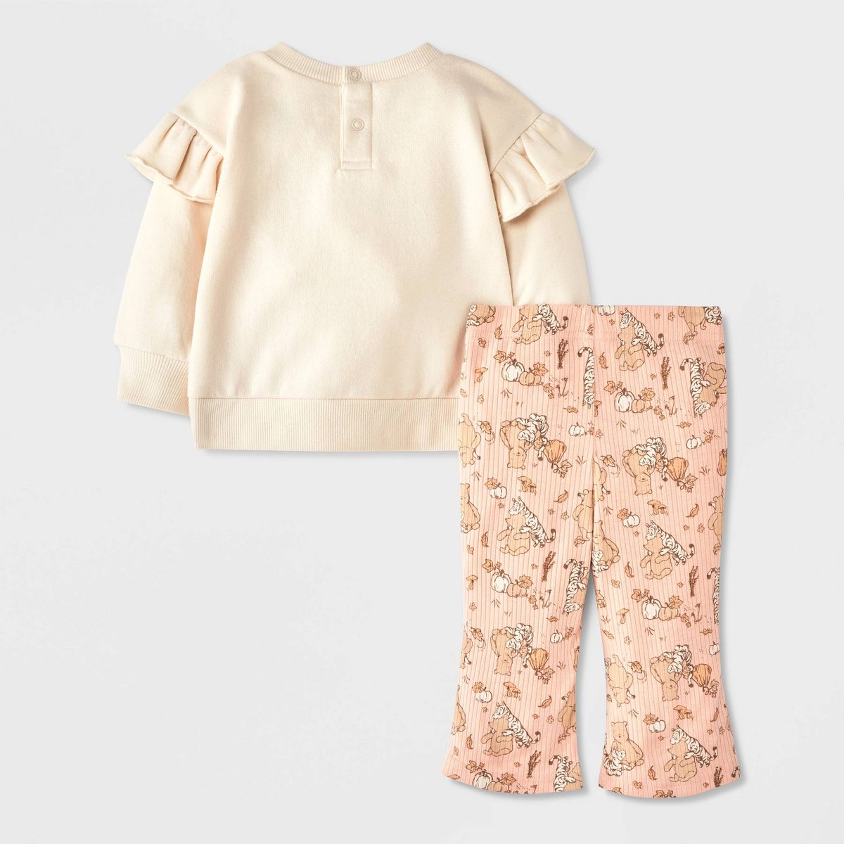 Baby Girls' 2pc Disney Winnie The Pooh Fleece Sweatshirt and Ribbed Pants Set - Beige - thumbnail 2