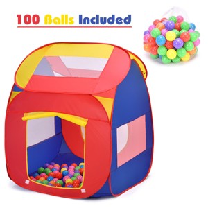 Costway Portable Kid Baby Play House Indoor Outdoor Toy Tent Game Playhut With 100 Balls - 1 of 4