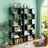 Yukimo 6-Tier S-Shaped Bookshelf, Storage Display Bookcase Decor Z-Shelf, 31.5" x 9" x 75", Black/White/Coffee - 2 of 4