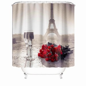 Rose And Tower Shower Curtains for Bathroom Waterproof Fabric Bath Curtain Durable Soft Stylish Bathroom Decor 72x72 Inch - 1 of 1