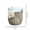 Cesicia 18" x 18" x 15.7" Round Resin Woven Wicker Multi-Use, Storage Basket with Handles, White-Gray - For Towel, Toys, Magazines Storage - 2 of 4