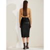 Allegra K Women's Vintage High Waist Side Slit PU Leather Pencil Midi Skirt - 4 of 4