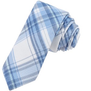 INSPIRE CHIC Plaid Woven Self-tied Striped Skinny Necktie 2.8" for College Graduation Campus 1 Pc - 1 of 4