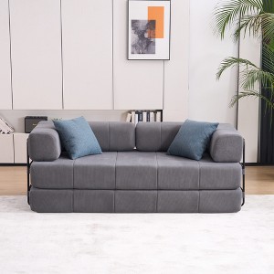 78.5" Corduroy Folding Convertible Sofa Bed with 2 Pillows and No Assembly Needed - 1 of 4