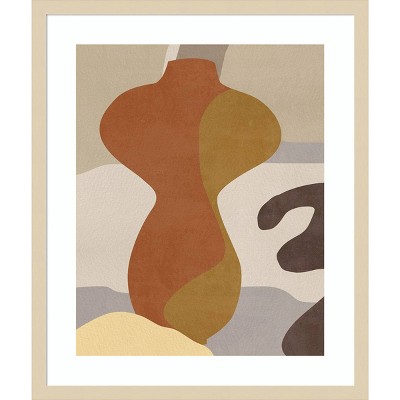 Cubist Vase IV Svelte Natural Framed Abstract Print