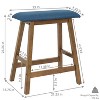 Sunnydaze Set of 2 Indoor Wooden Backless Counter-Height Stools - Weathered Oak Finish with Blue Cushions - 3 of 4