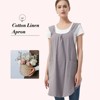 Women Apron - Cotton Linen Solid Color Apron Slip Off Cross-Shoulder Straps Spacious 2 Pockets Anti-Dirt Pinafore Simple Japanese Style or Inspired - 3 of 4