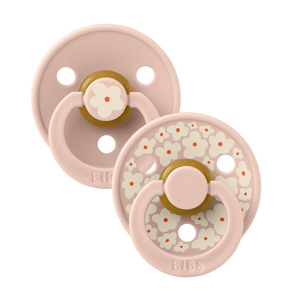 Bibs Studio Collection Colour Jasmine Floral Latex Pacifier 6-18 Months - Jasmine Blush Mix - 2pk