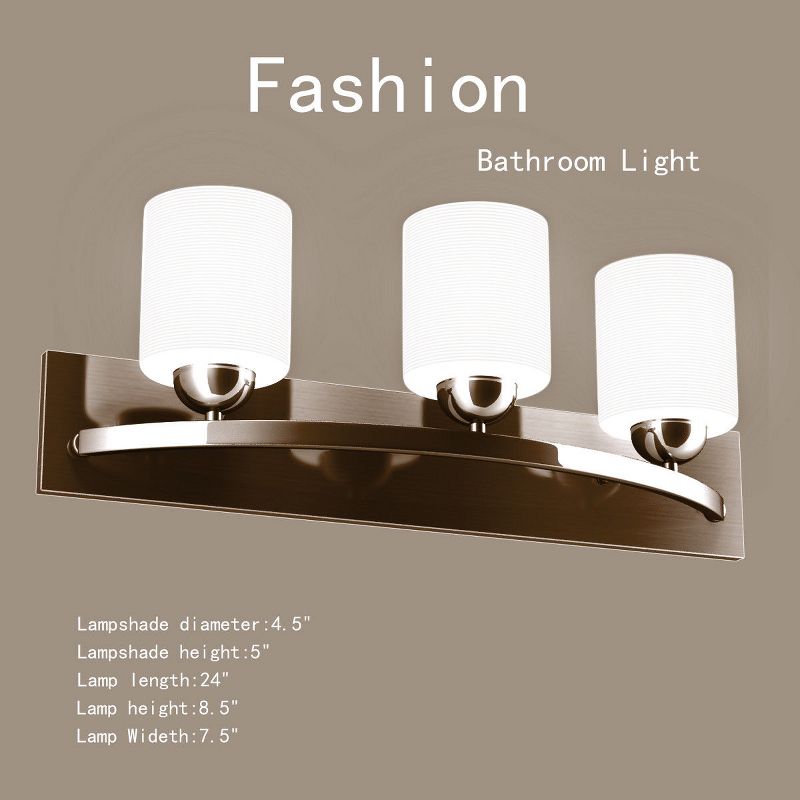 Costway 3 Light Glass Wall Sconce Modern Pendant Lampshade Fixture Vanity Metal Bathroom, 4 of 10