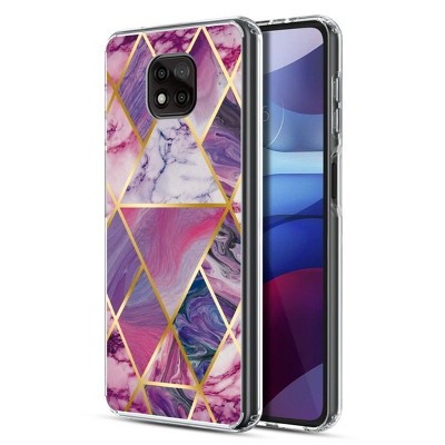 MyBat Fusion Protector Cover Case Compatible With Motorola Moto G Power (2021) - Electroplated Purple Marbling