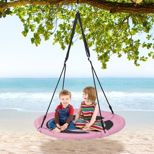 Costway 40" Flying Saucer Tree Swing Indoor Outdoor Play Set Kids Christmas Gift Purple/Blue/Green/Colorful/Blue Rocket/Blue Whale/Woods/Dark Green/Dark Pink/Yellow/Pink - 1 of 4