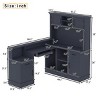 76.7" L-Shaped Desk with Hutch and Charging Station, Wood Grain Computer Corner Workstation with Drawers & Shelves for Home Office -3irtyhousy - 4 of 4