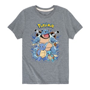 Boys' - Pokémon - Squirtle Wartortle Blastoise Evolution Short Sleeve Graphic T-Shirt - 1 of 4