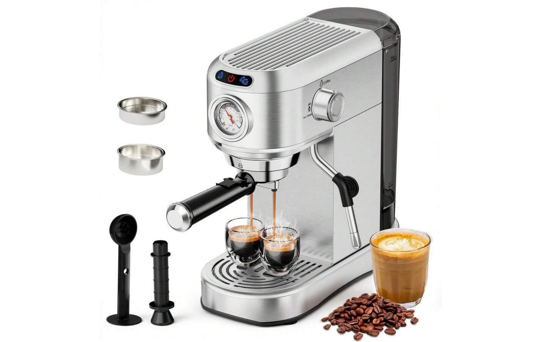 CPPSLEE 20 Bar Espresso Machine, Compact Stainless Steel Maker with Milk Frother & 34oz Removable Tank for Home Latte & Cappuccino.