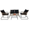 Patio Furniture Set of 4,Outdoor Wicker Conversation Sets,1Loveseat & 2 Armchairs with Cushion and Pillow,Glass Top Table for Backyard,Porch,Balcony - 2 of 4