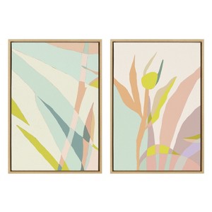 Kate and Laurel Sylvie Delight in the Moment 3 and 4 Framed Canvas by Alicia Schultz, 2 Piece 23x33, Natural - 1 of 4