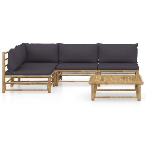 vidaXL Garden Lounge Set Dark Grey Bamboo, 100% Polyester Medium Modular - 1 of 4
