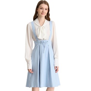 INSPIRE CHIC Women's High Waist Overall Corset Skater Suspender Dresses - 1 of 4