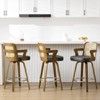 Bekrvio 26" Swivel Counter Height Bar Stools Set of 1/2/3/4,Faux Leather Upholstered Bar Chairs with Back & Arm for Kitchen Island,Black - 3 of 4