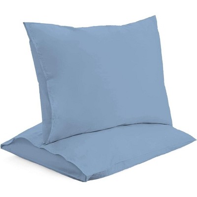 Standard Size Blue Cotton Pillowcase Set with Envelope Enclosure