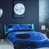 PiccoCasa Polyester Galaxy Sky Cosmos Night Pattern 3D Printed Duvet Cover Set with 2 Pillowcases 3 Pcs Queen Royal Blue - 2 of 4