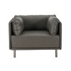 39" Wide Mid-Century Lounge Chair with Steel Legs,Fabric or PU Leather Upholstery Accent Chair for Office or Living Room-Cuddlewood - 2 of 4