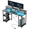 HOMCOM Reversible Computer Desk with Power Outlets and LED Lights, Home Office Desk with Monitor Stand and Storage Shelves - 4 of 4