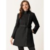 INSPIRE CHIC Women's Classic Stand Collar Zip Up Trench Coats with Belt - 4 of 4