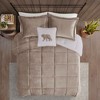Sapphtopaz 4-Piece King Sheet Set, Plush Alternative Comforter Set, Sheets King Size Bed Set, Bedding with Decorative Pillow -Taupe & Ivory - 4 of 4