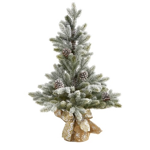 Nearly Natural 28-in Flocked Artificial Christmas Tree With Pine Cones ...