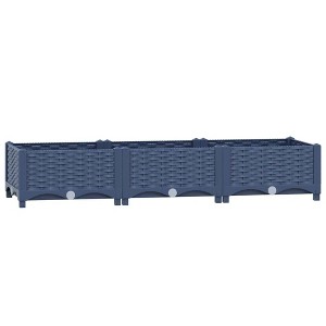 vidaXL Raised Bed Light Grey Polypropylene Medium Planters - Blue Grey 47.2" x 15.7" x 9.1" - 1 of 4