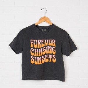 Simply Sage Market Women's Forever Chasing Sunsets Wavy Short Sleeve Relaxed Fit Cropped Tee - 1 of 3