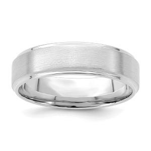Black Bow Jewelry 6mm 14K White Gold Brushed Step Edge Comfort Fit Band - 1 of 4