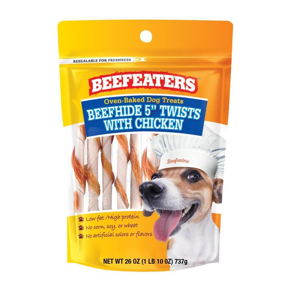 Beefeaters Beefhide 5" Twists with Chicken Chewy Dog Treats - 26oz