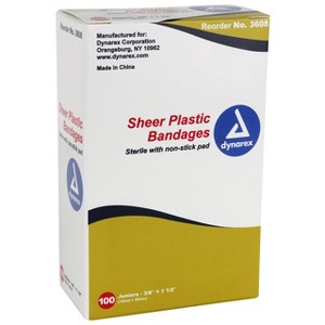 Dynarex Sheer Plastic Bandage Junior 3/8" x 1.5", 100 Count - 1 of 3