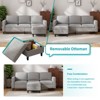 Mjkone Convertible Linen 3-Seater Sofa with Storage Ottoman&Single Sofa Chair with Side Pocket - 3 of 4