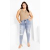 Women's Plus Size Asha Jojo Distressed Detail Crop Jean - mid denim | CITY CHIC - 2 of 4