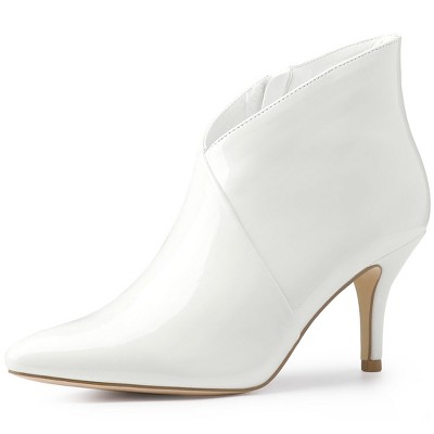 Allegra K Women's V Shape Pointed Toe Side Zipper Stiletto Heel Ankle Boots