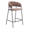 HomeRoots Set of Two 26" Brown and Black Shearling and Steel Low Back Counter Height Bar Chairs - 4 of 4