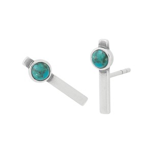 Silpada 'Silver Lining' Sterling Silver Compressed Teal Turquoise Stud Earrings - 1 of 4
