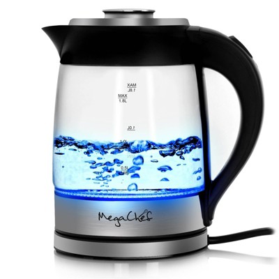 Glass and Stainless Steel Electric Tea Kettle for sale online MegaChef 1.7lt 
