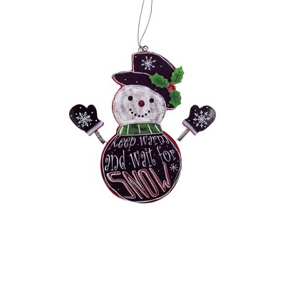 Melrose 9.5" White and Black Hanging Snowman Christmas Wall Plaque