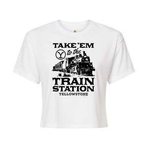 Women's - Yellowstone - Take Em To The Train Station Cropped Graphic T-Shirt - 1 of 4