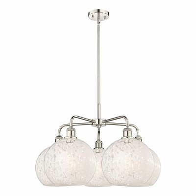 White Mouchette - 5 Light Stem Hung Chandelier In Modern Style-17.25 Inches Tall and 28 Inches Wide