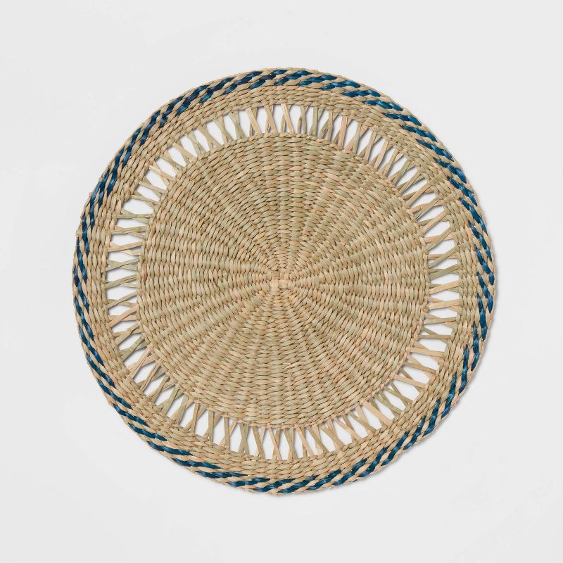 15&#34; Woven Seagrass Charger Blue/Natural - Threshold&#8482;, 1 of 6