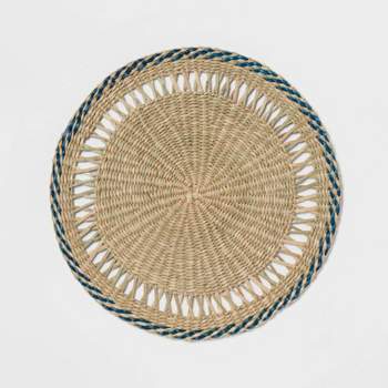 15" Woven Seagrass Charger Blue/Natural - Threshold™