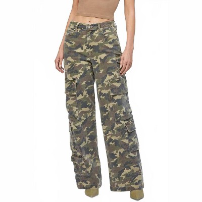Women's Wide Leg Camo Jeans - HIDDEN