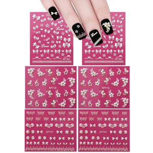 Wrapables Fingernail Stickers Nail Art Nail Stickers Self-Adhesive Nail Stickers 3D Nail Decals - Bows, Hearts & Flowers (3 Designs/6 Sheets) - 1 of 3