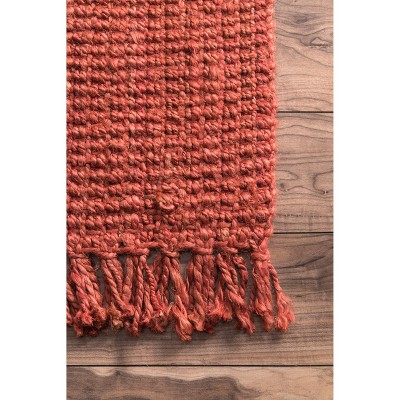 Handmade Terracotta Braided Jute 6' x 9' Rectangular Rug